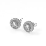 Iced Out Three Rows Halo Earrings