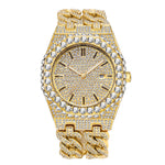 Iced Out Moissanite Cuban Chain Watch