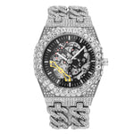 Iced Out Moissanite Cuban Chain Watch