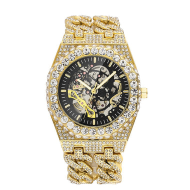 Iced Out Moissanite Cuban Chain Watch