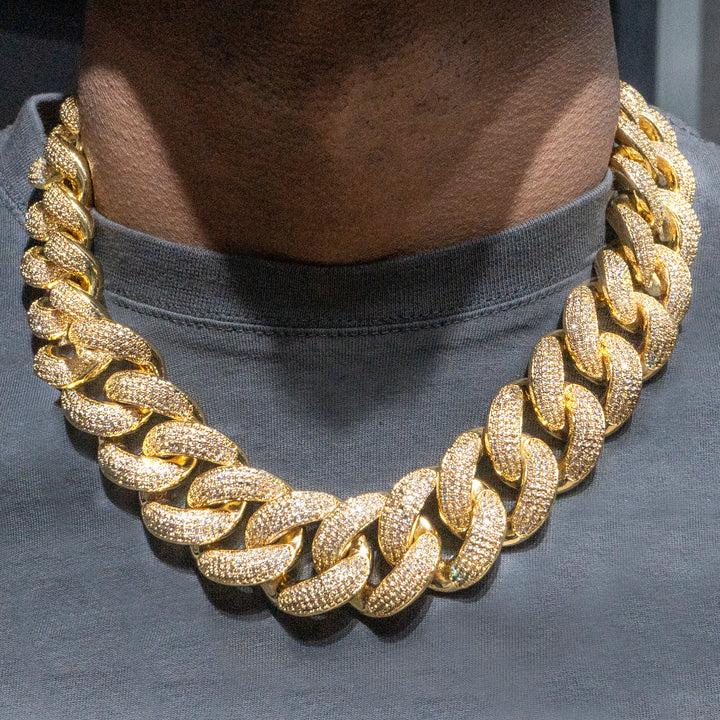 24mm Iced Out Cuban Chain Necklace