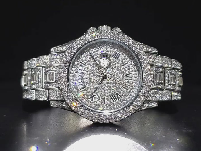 Iced Out Moissanite Watch